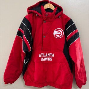 Starter NBA Retro Logo Atlanta Hawks Embroidered Half-Zip Anorak Jacket Mens M